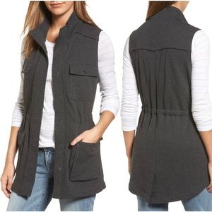 Caslon Nordstrom Women’s Charcoal Grey Utility Vest Size XS Extra Small